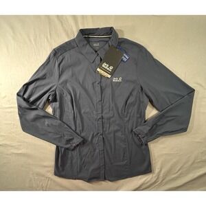 Jack Wolfskin UV Shield Night Blue Long Sleeve Snap Shirt Women's Large NWT
